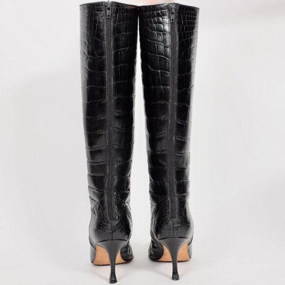 Manolo Blahnik boots shoes 39.5 / 9.5 real crocodile alligator knee high heels - Picture 6 of 12